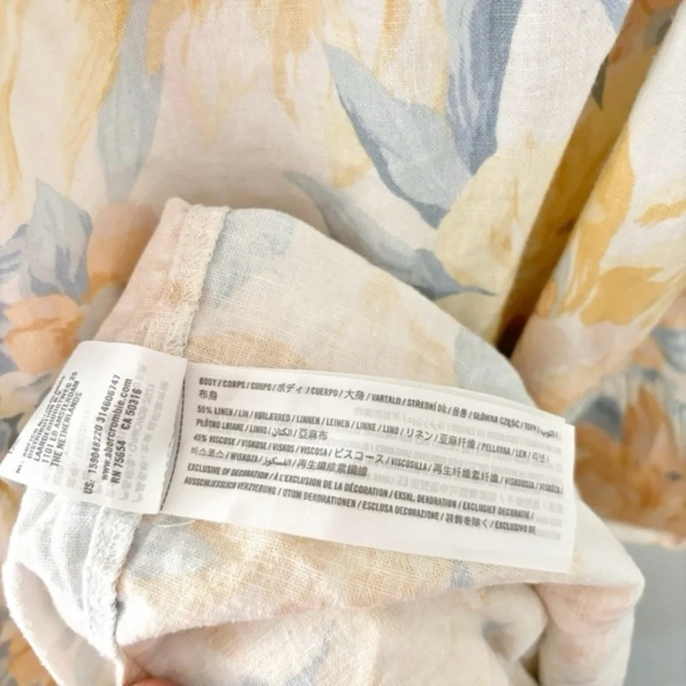 Abercrombie & Fitch Floral Tiered Maxi Dress Linen XS Petite - Picture 10 of 10